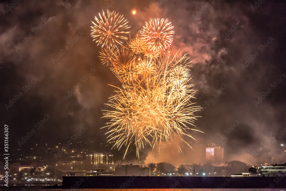 Fireworks in the sky for a holiday. Fireworks. Fireworks in the sky for a holiday. Fireworks.