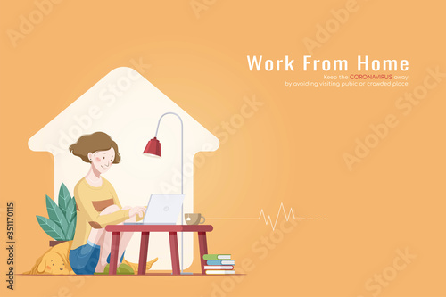 Work from home flat illustration
