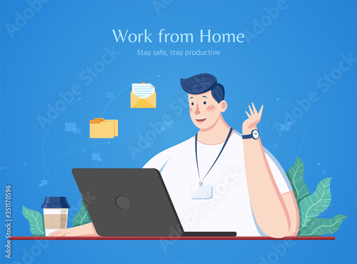 Man works from home