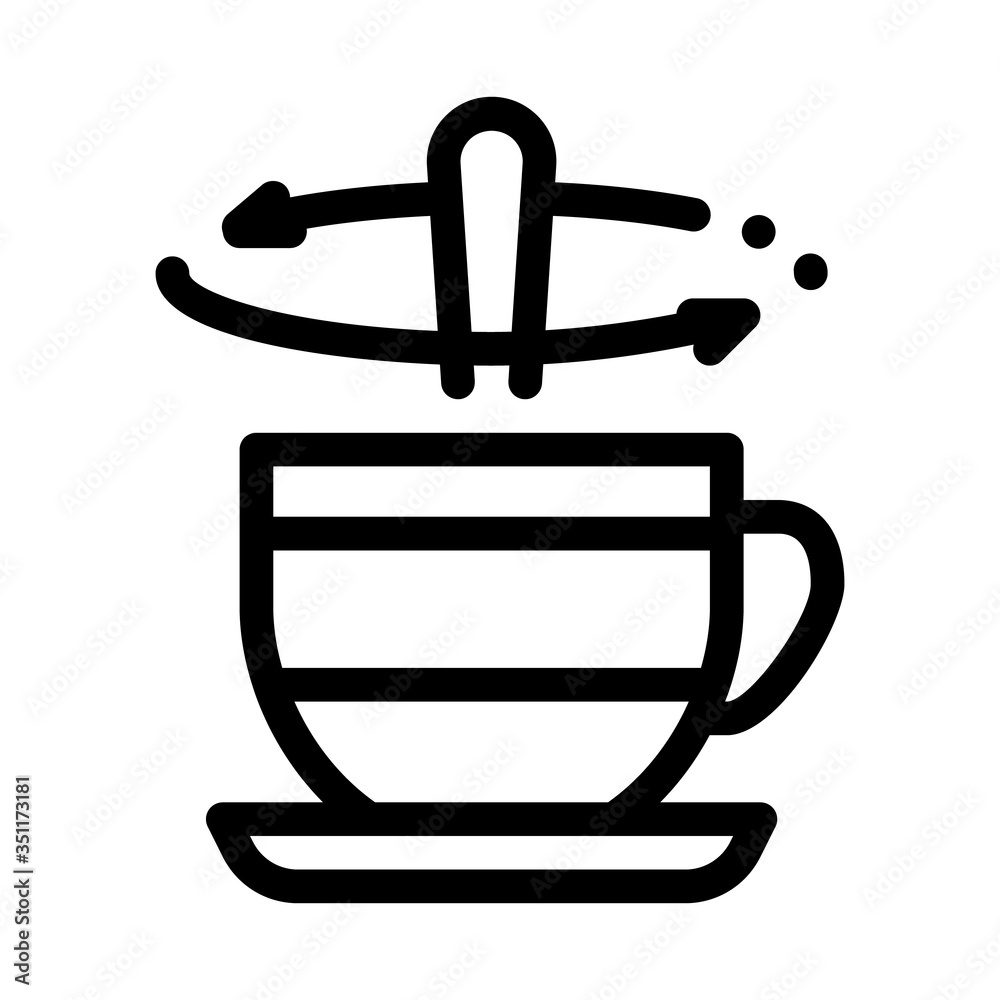 stirring spoon in cup of tea icon vector. stirring spoon in cup of tea ...