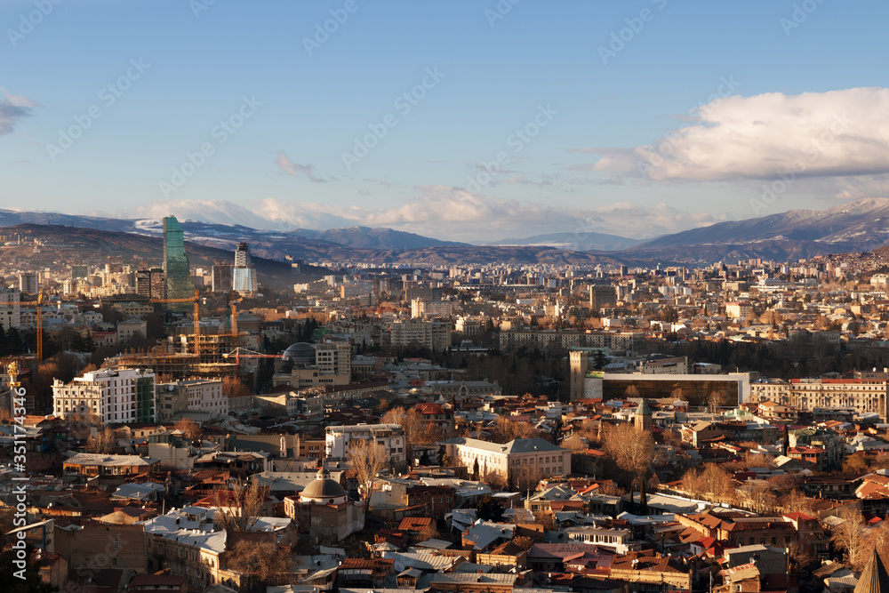 Center of Tbilisi, capital of Georgia at sunny evening