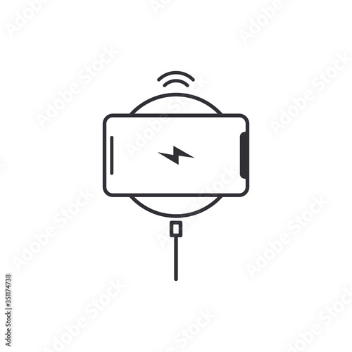 Smartphone on wireless charger icon. Charging symbol modern, simple, vector, icon for website design, mobile app, ui. Vector Illustration