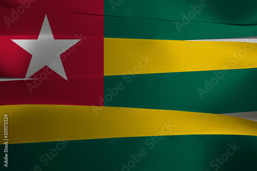 Free Download Colorful ribbon as Togo national flag, Five equal horizontal bands of green alternating with yellow; with a red canton bearing a star. - GFXLoad