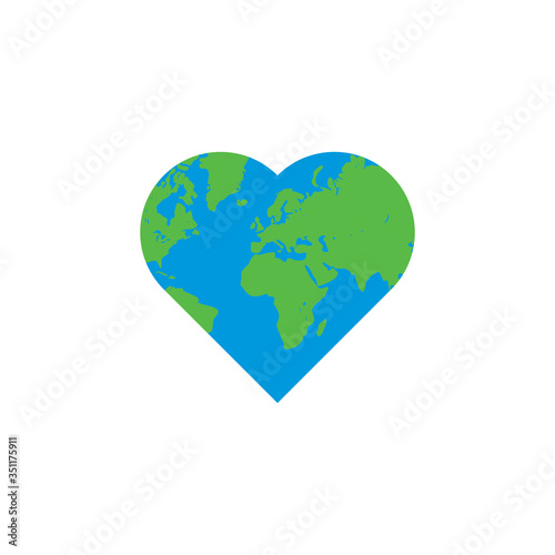 Heart shaped globe icon. Vector Illustration