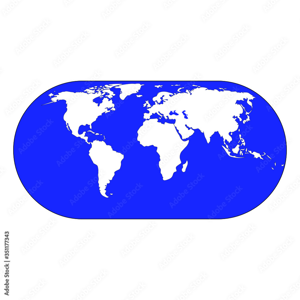 Flat icon of the globe. Banner Earth symbol. Map.