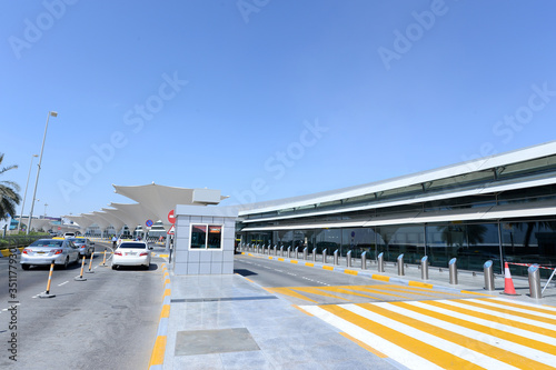 Beautiful departure view - Abu Dhabi International airport in the capital of UAE, United Arab Emirates.