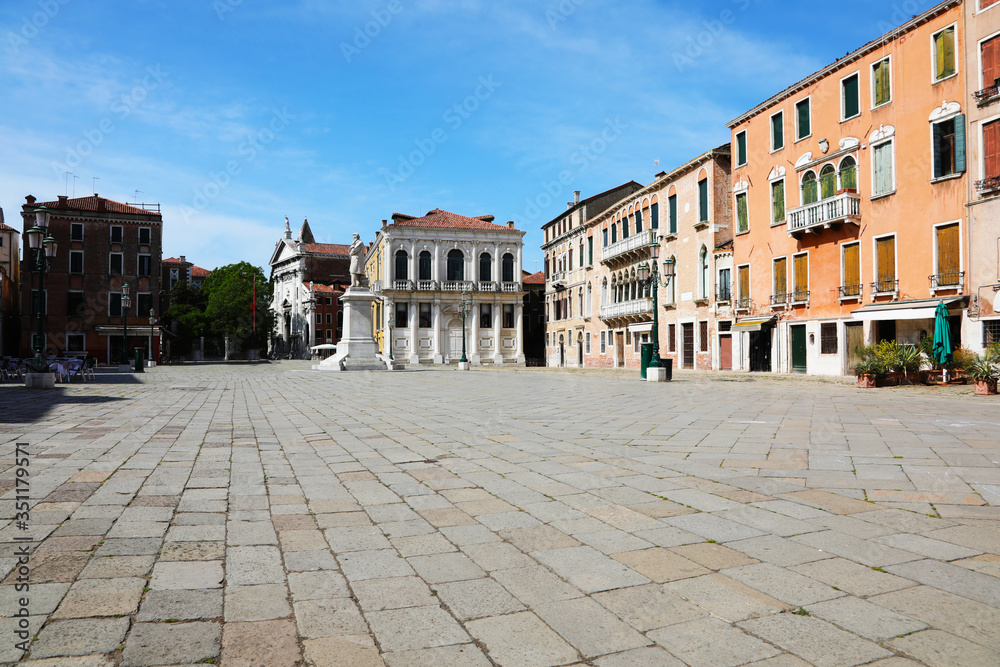 square called Campo Saint Stefano in Venice without people becau