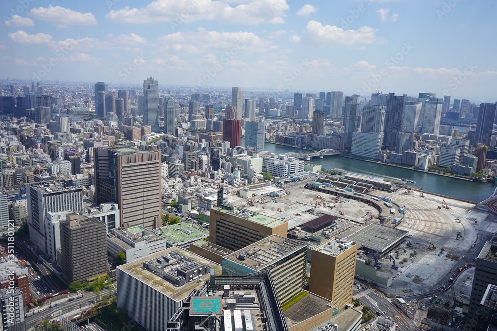 Obraz premium 東京 お台場 ビル群 青空 摩天楼 