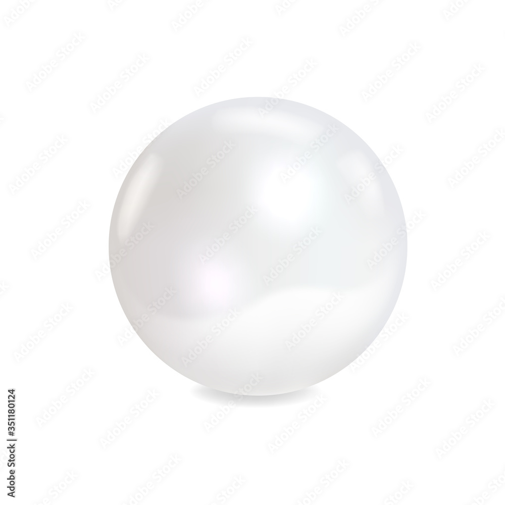 White sea pearl on white background. Precious decoration. Vector illustration. White sea pearl on white background. Precious decoration. Vector illustration.