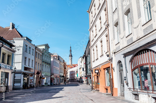 architecture and urban concept - empty street of Tallinn city old town © Syda Productions