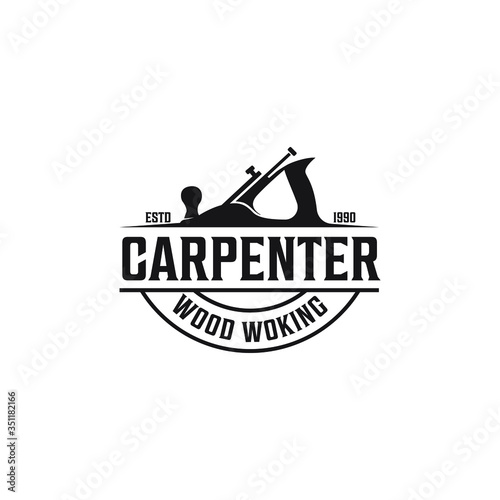 Vintage  Woodworking Carpenter Wood Fore Plane / Jack Plane Logo design