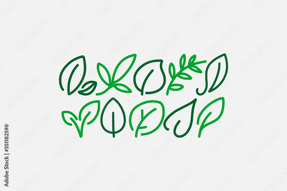 Obraz premium Leaf icons, thin line style