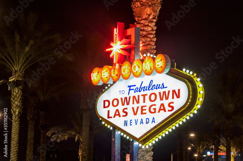 The downtown Las Vegas sign at night