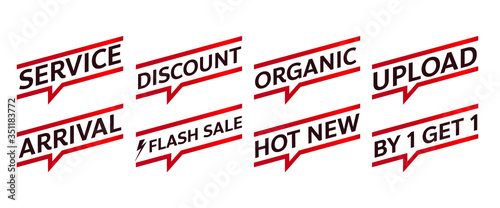 red banner promotion tag design for marketing	
