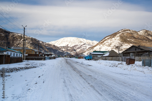 View of village Aktash in Altay mountains