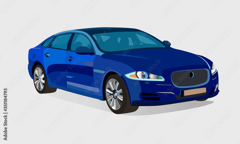 Blue car isolated on white