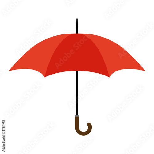 Red open umbrella. Vector isolated template.