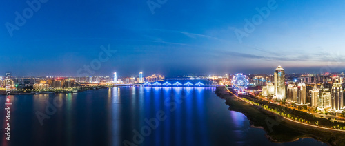 Panorama of night view of modern city, Shanghai, China © hrui