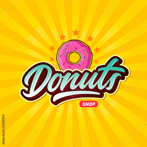 Donuts shop vector lettering logo! 