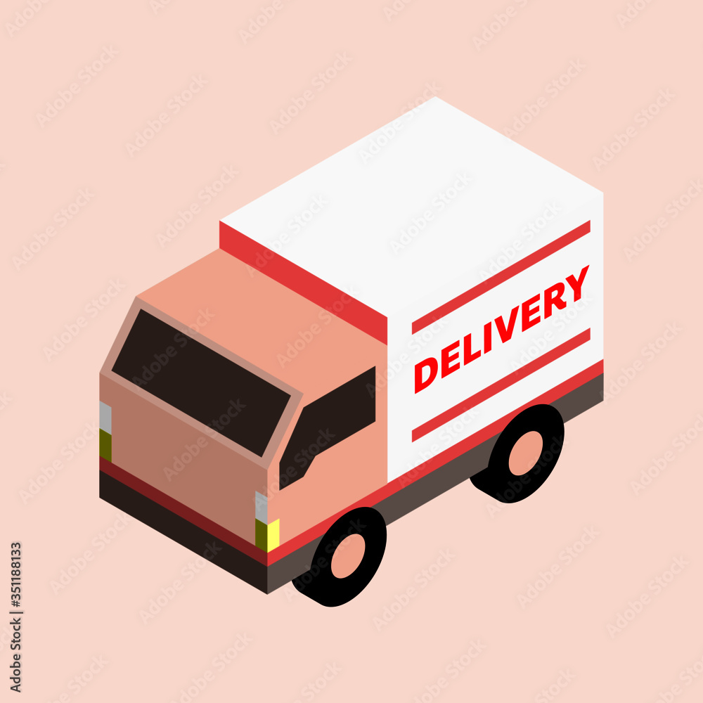 Cargo Truck transportation, delivery man, boxes. Fast delivery or logistic transport. Easy colour change. Template vector isolated on white View front, rear, side, top and isometric Cargo Truck transportation, delivery man, boxes. Fast delivery or logistic transport. Easy colour change. Template vector isolated on white View front, rear, side, top and isometric