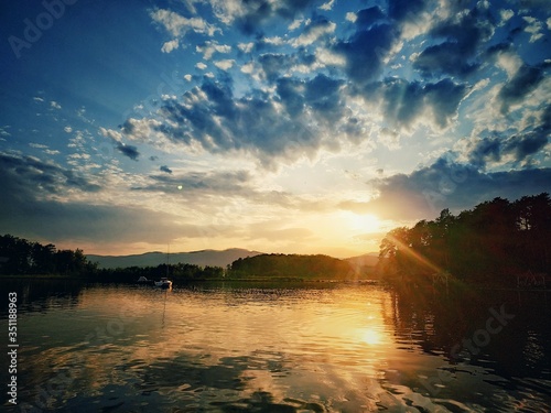 Sunset on the lake Turgoyak, Russia