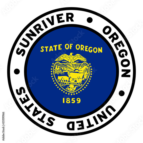 Round Sunriver Oregon United States Flag Clipart