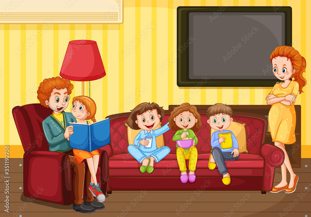 Scene with family having a good time at home Scene with family having a good time at home