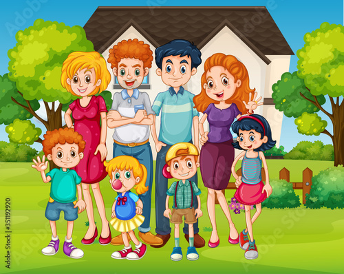 Scene with people in family relaxing at home