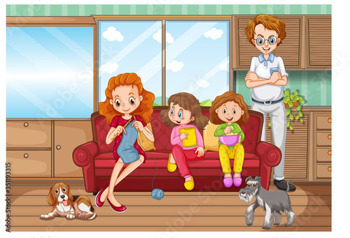 Scene with people in family relaxing at home © GraphicsRF