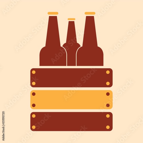 A beer bottles in wooden box illustration.