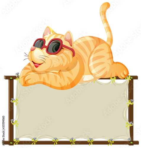 Board template with cute cat on white background