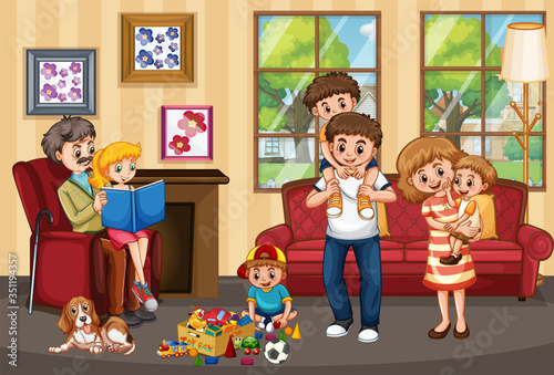 Happy family at home