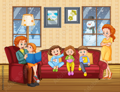 Scene with family having a good time at home