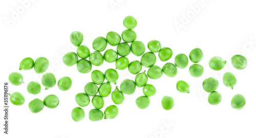 Fresh green peas isolated on a white background. Peases isolated on white.