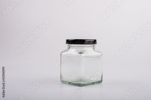 empty glass bottles on white background