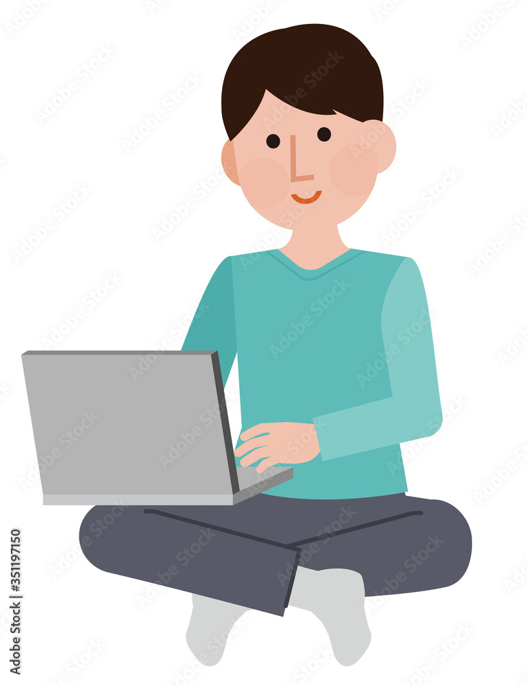 ミニマリスト 座る 男性 イラスト ミニマリスト 座る 男性 イラスト
