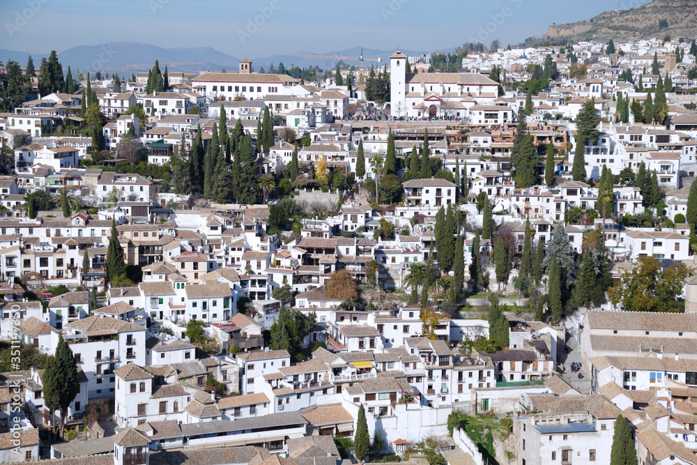 View of the historical arabic district of Albaicin Granada, Spain