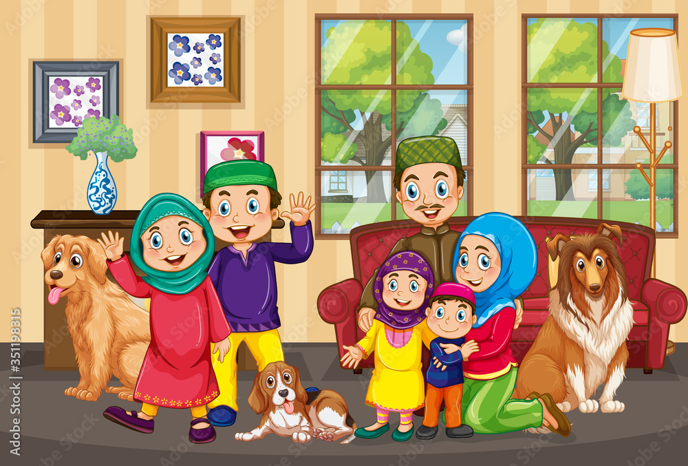 Muslim family in the house Muslim family in the house