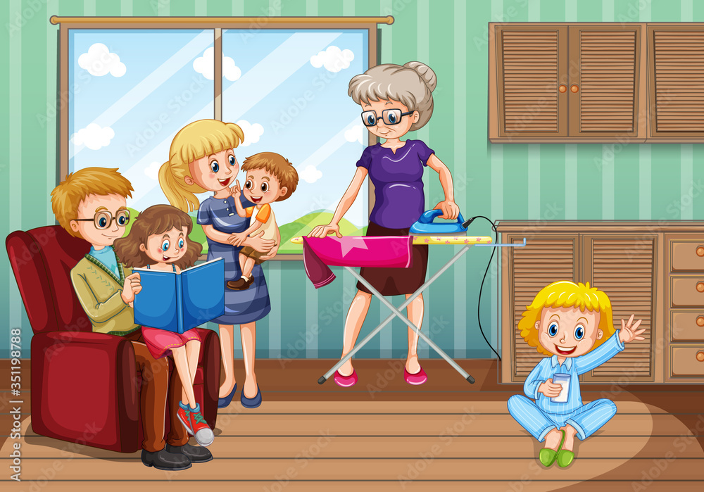 Scene with family having a good time at home Scene with family having a good time at home