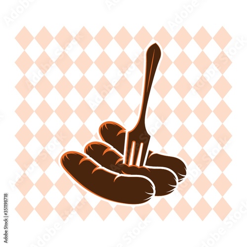 A sausage with fork illustration.