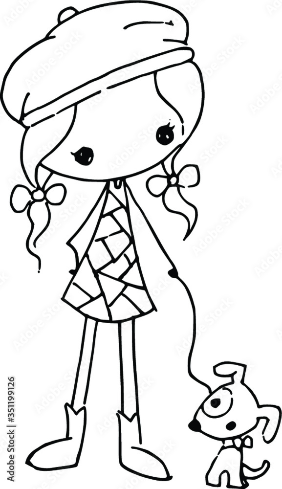 cartoon girls love flowers card