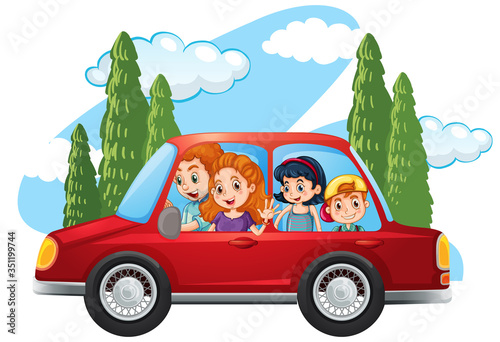 Happy family in the car