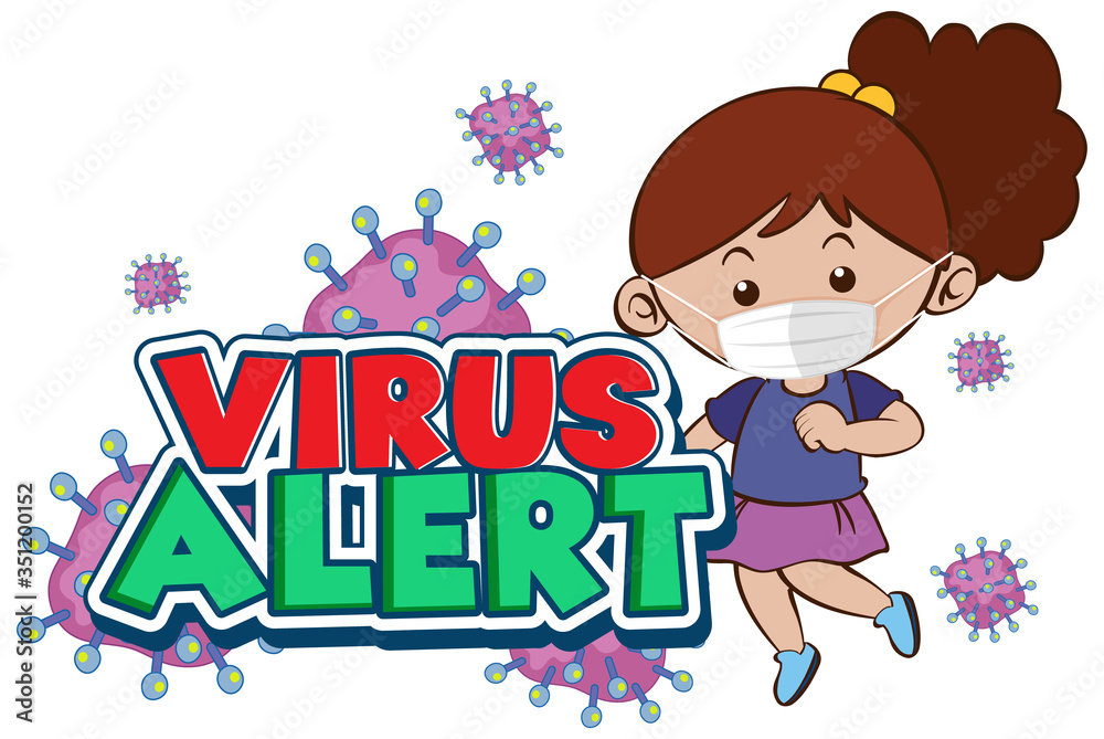 Coronavirus poster design with words and girl wearing mask Coronavirus poster design with words and girl wearing mask