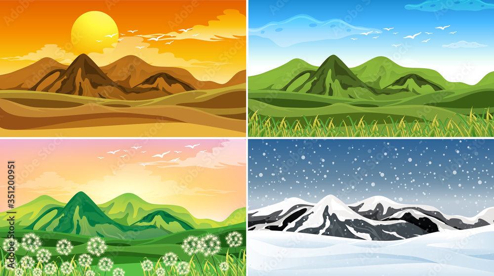 Four nature scene at different seasons