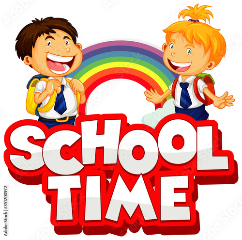 Font design for word school time on white background