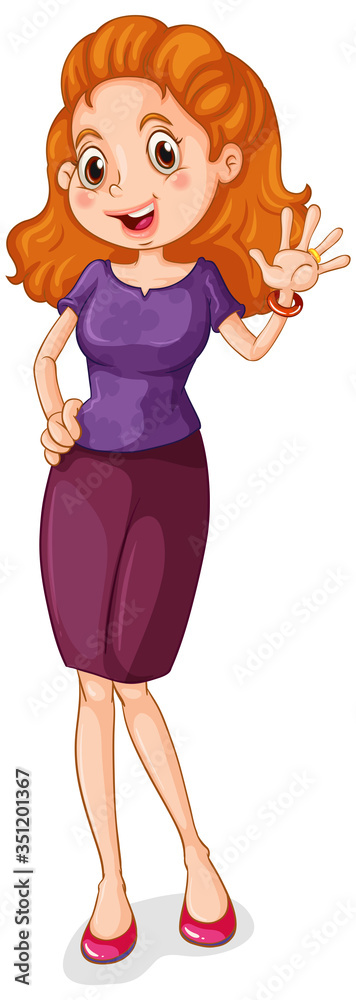 Pretty woman greeting on white background Pretty woman greeting on white background