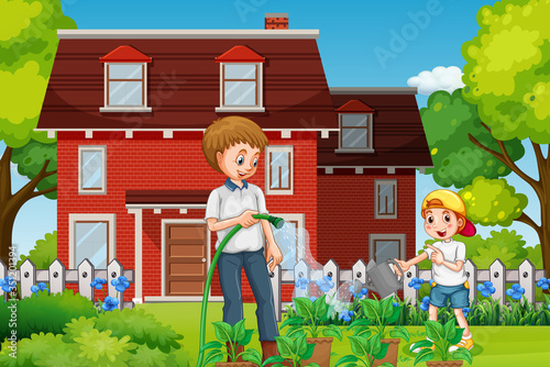 Scene with family having a good time at home