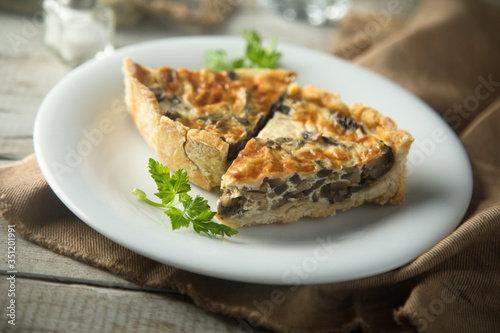 Homemade mushroom tart or quiche