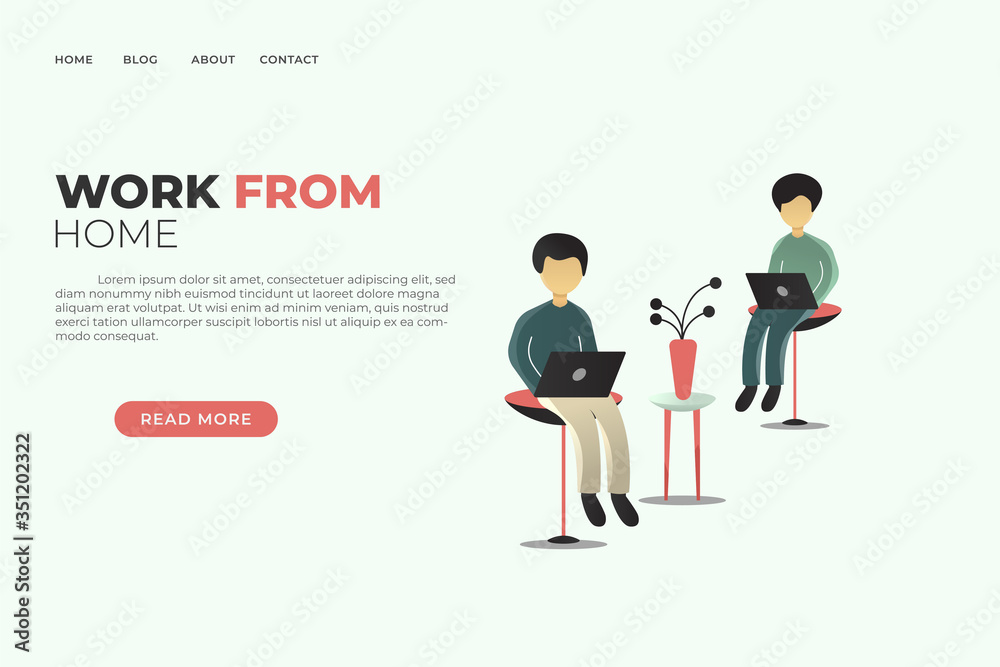 People Working From Home. Freelancer Working at Home. Self Employed Concept. Cartoon Flat Vector Illustration People Working From Home. Freelancer Working at Home. Self Employed Concept. Cartoon Flat Vector Illustration