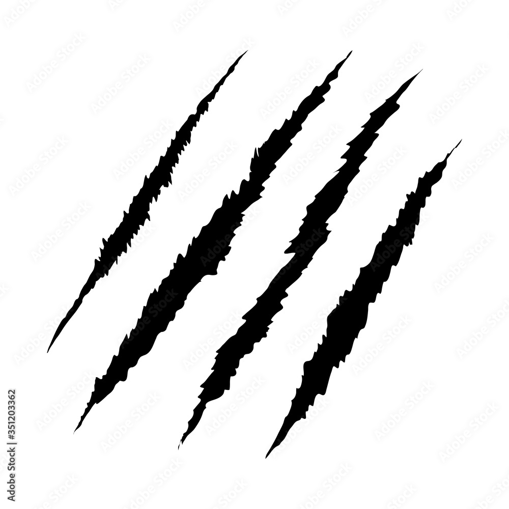 Claws scratch on white background. Design element for logo, label, sign, poster, t shirt. Vector illustration